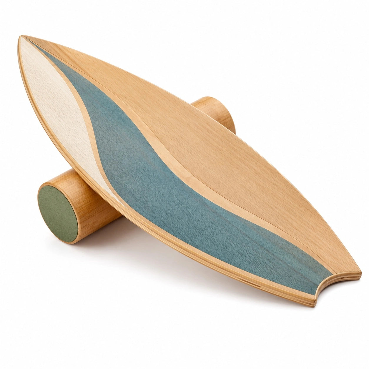 Mehrfarbiges Holz-Balancierboard mit Rolle 75x28 cm