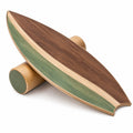 Balance Board Holz Braun/Grün mit Rolle für Gleichgewichtstraining