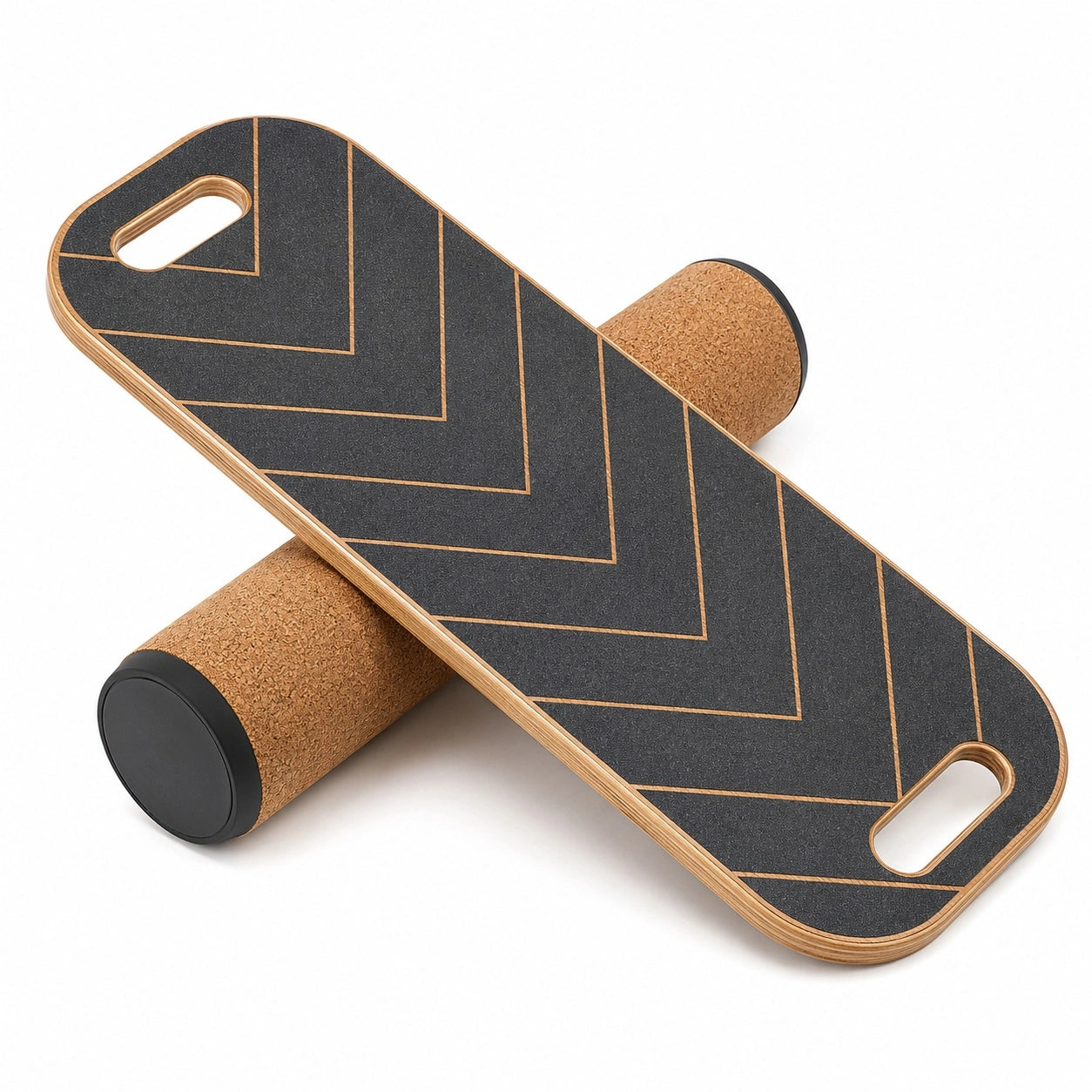 Balance Board Schwarz mit Korkrolle 80x30 cm