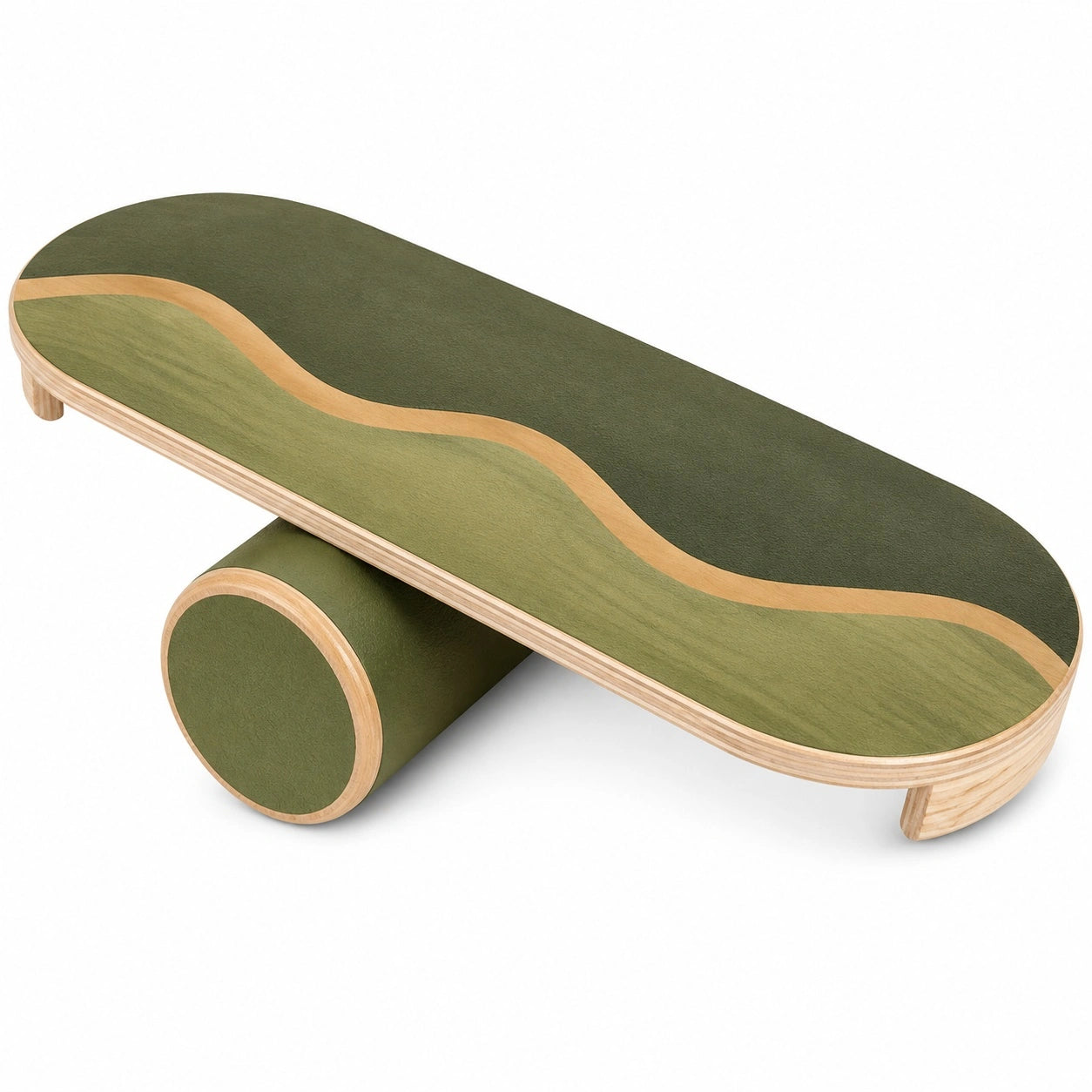 Grünes Balance Board mit Wellenmuster, aus Holz