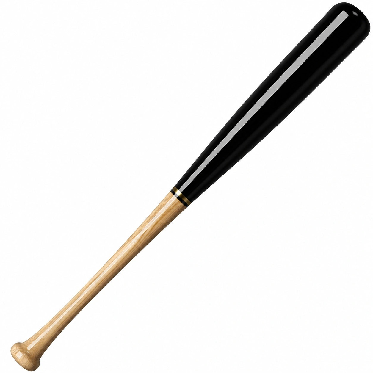 Baseballschläger aus Holz 85 cm Schwarz/Natur