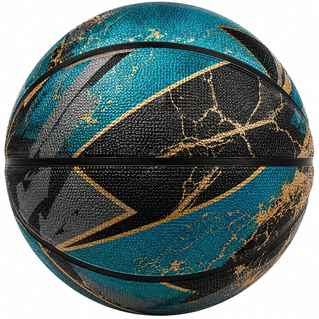 Basketball für Outdoor - Schwarz/Gold/Blau