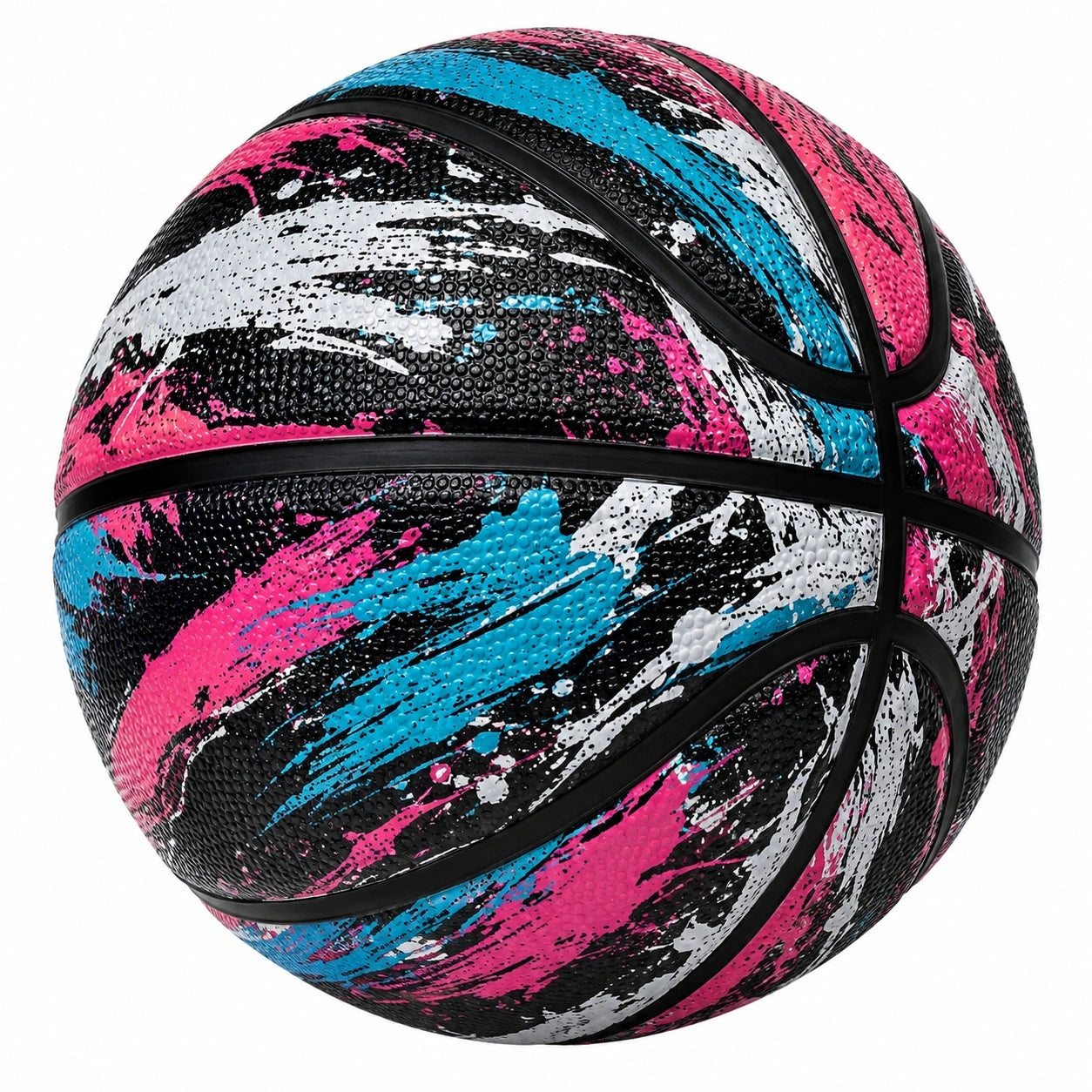 Basketball für Indoor und Outdoor, Schwarz/Pink/Blau/Weiß
