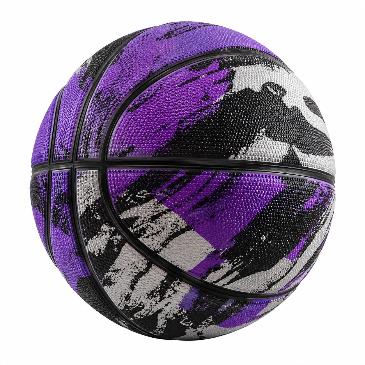 Basketball für den Außenbereich, Größe 7, Lila/Schwarz/Weiß
