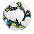 Fußball Weiß mit Blau-Gelben Mustern
