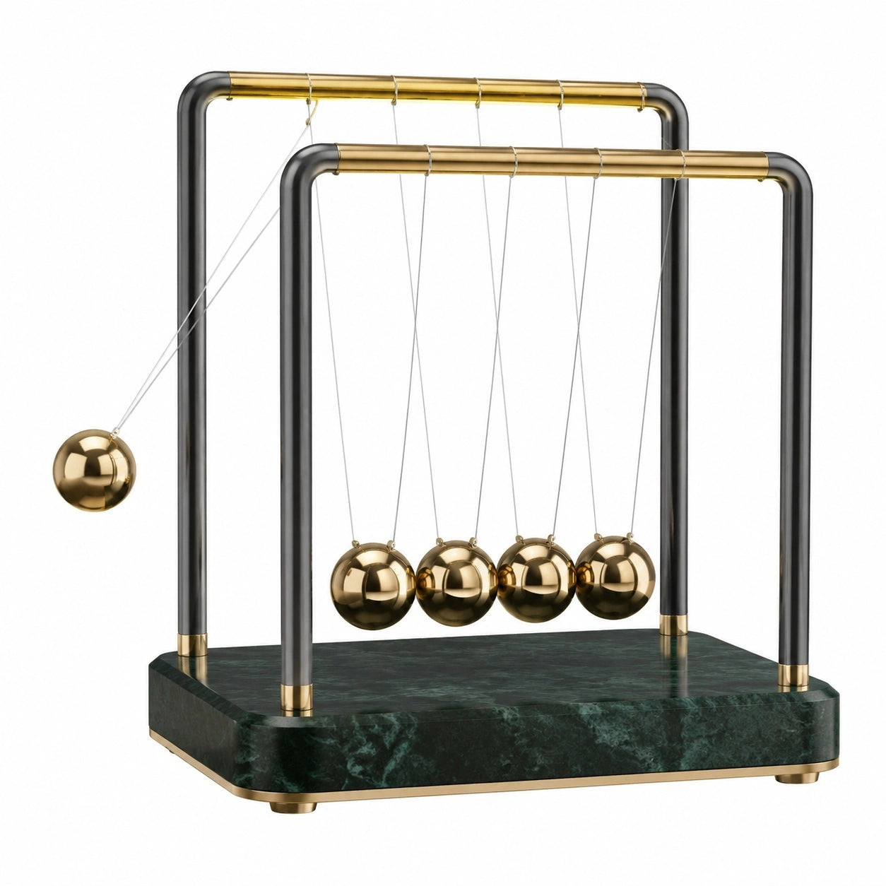 Newton Pendel mit Marmorsockel in Schwarz und Gold