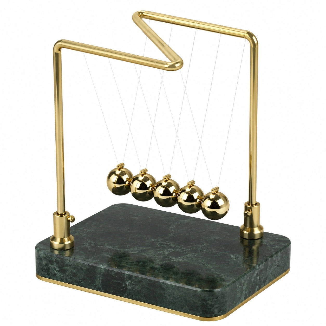 Newtonpendel Schreibtischspielzeug mit Marmorunterlage in Gold und Grün