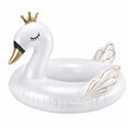 Aufblasbarer Schwan Schwimmring mit Krone Weiß und Gold