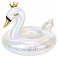 Aufblasbarer Schwan-Schwimmring mit Krone, Weiß/Gold
