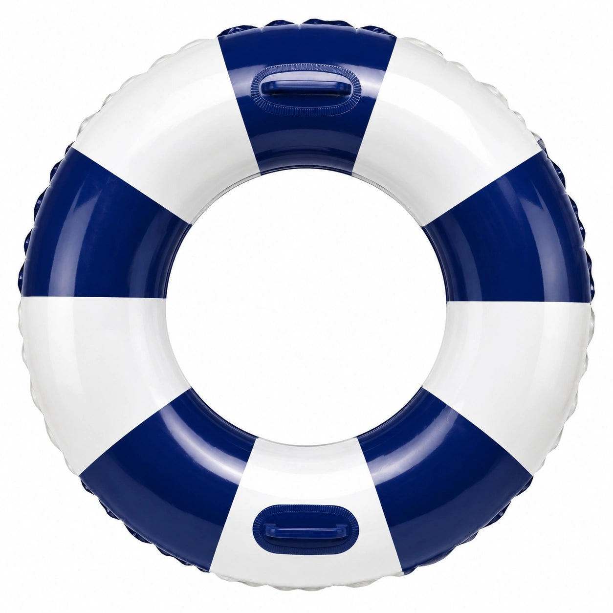 Aufblasbarer Schwimmreifen Blau/Weiß mit Griffen, 100 cm